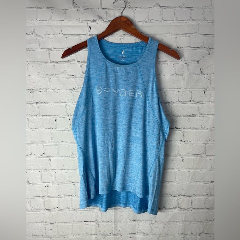 Spyder Active Apparel Women Blue Tank Top Racerback Logo Size Large